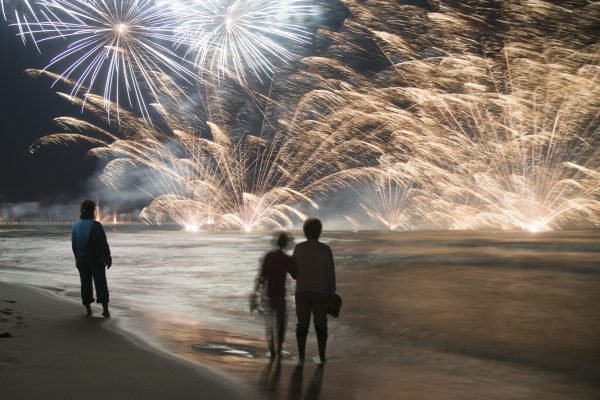 Event pyrotechnics on the pier of Forte dei Marmi Tuscany Italy